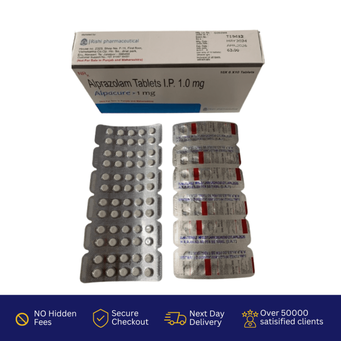Buy Alprazolam 1 mg Tablets Alpacure 1mg
